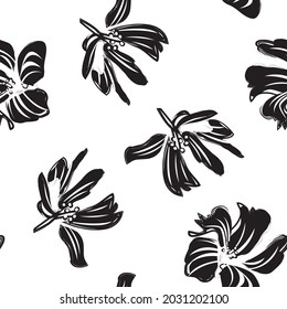Floral brush strokes seamless pattern background for fashion prints, graphics, backgrounds and crafts