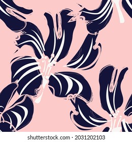 Floral brush strokes seamless pattern background for fashion prints, graphics, backgrounds and crafts