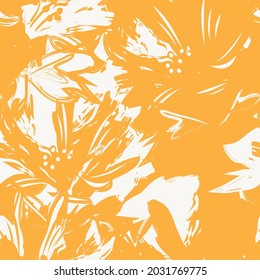 Floral brush strokes seamless pattern background for fashion prints, graphics, backgrounds and crafts