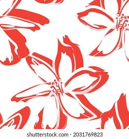Rodamientos de pincel floral fondo de patrón sin fisuras para impresiones de moda, gráficos, fondos y artesanías