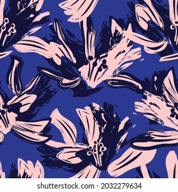 Floral brush strokes seamless pattern background for fashion prints, graphics, backgrounds and crafts
