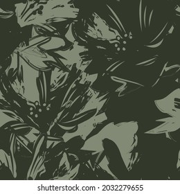 Rodamientos de pincel floral fondo de patrón sin fisuras para impresiones de moda, gráficos, fondos y artesanías