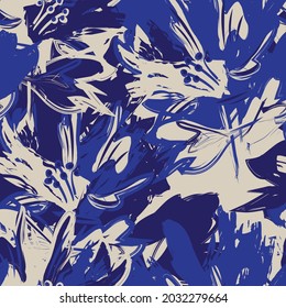 Floral brush strokes seamless pattern background for fashion prints, graphics, backgrounds and crafts