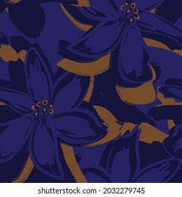 Floral brush strokes seamless pattern background for fashion prints, graphics, backgrounds and crafts