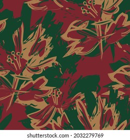 Floral brush strokes seamless pattern background for fashion prints, graphics, backgrounds and crafts