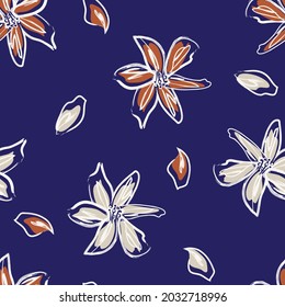 Floral brush strokes seamless pattern background for fashion prints, graphics, backgrounds and crafts