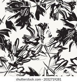Floral brush strokes seamless pattern background for fashion prints, graphics, backgrounds and crafts
