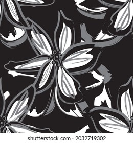 Floral brush strokes seamless pattern background for fashion prints, graphics, backgrounds and crafts