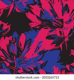 Rodamientos de pincel floral fondo de patrón sin fisuras para impresiones de moda, gráficos, fondos y artesanías