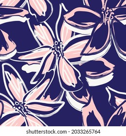 Floral brush strokes seamless pattern background for fashion prints, graphics, backgrounds and crafts