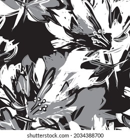 Floral brush strokes seamless pattern background for fashion prints, graphics, backgrounds and crafts