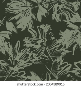 Floral Brush Strokes Seamless Pattern Background For Fashion Prints, Graphics, Backgrounds And Crafts
