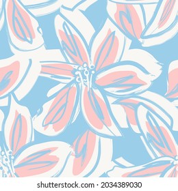 Floral brush strokes seamless pattern background for fashion prints, graphics, backgrounds and crafts