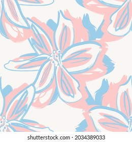 Floral brush strokes seamless pattern background for fashion prints, graphics, backgrounds and crafts