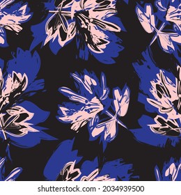 Rodamientos de pincel floral fondo de patrón sin fisuras para impresiones de moda, gráficos, fondos y artesanías