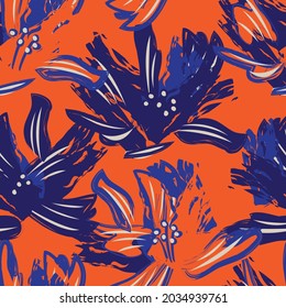 Floral brush strokes seamless pattern background for fashion prints, graphics, backgrounds and crafts