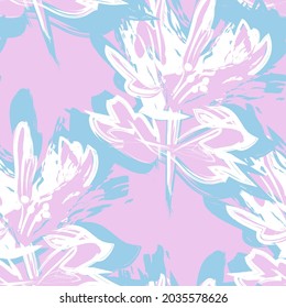 Floral brush strokes seamless pattern background for fashion prints, graphics, backgrounds and crafts