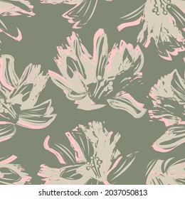 Floral brush strokes seamless pattern background for fashion prints, graphics, backgrounds and crafts