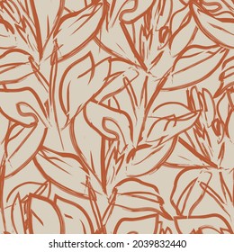 Rodamientos de pincel floral fondo de patrón sin fisuras para impresiones de moda, gráficos, fondos y artesanías