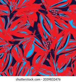 Rodamientos de pincel floral fondo de patrón sin fisuras para impresiones de moda, gráficos, fondos y artesanías