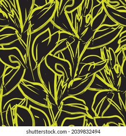 Floral brush strokes seamless pattern background for fashion prints, graphics, backgrounds and crafts