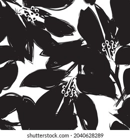 Floral brush strokes seamless pattern background for fashion prints, graphics, backgrounds and crafts