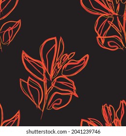 Floral brush strokes seamless pattern background for fashion prints, graphics, backgrounds and crafts