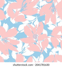 Floral brush strokes seamless pattern background for fashion prints, graphics, backgrounds and crafts