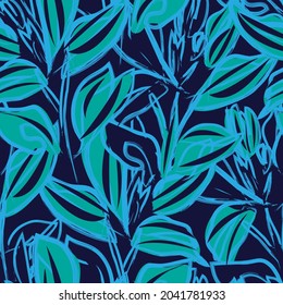 Floral brush strokes seamless pattern background for fashion prints, graphics, backgrounds and crafts