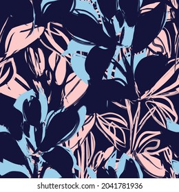 Floral brush strokes seamless pattern background for fashion prints, graphics, backgrounds and crafts