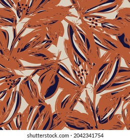 Floral brush strokes seamless pattern background for fashion prints, graphics, backgrounds and crafts