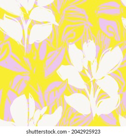 Rodamientos de pincel floral fondo de patrón sin fisuras para impresiones de moda, gráficos, fondos y artesanías