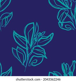 Rodamientos de pincel floral fondo de patrón sin fisuras para impresiones de moda, gráficos, fondos y artesanías