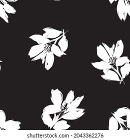 Rodamientos de pincel floral fondo de patrón sin fisuras para impresiones de moda, gráficos, fondos y artesanías