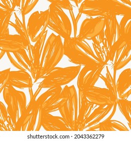 Floral brush strokes seamless pattern background for fashion prints, graphics, backgrounds and crafts