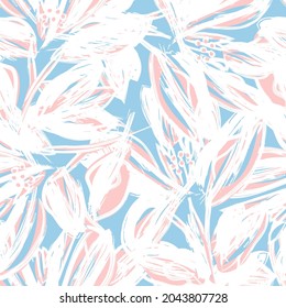 Floral brush strokes seamless pattern background for fashion prints, graphics, backgrounds and crafts