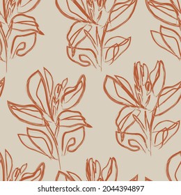 Rodamientos de pincel floral fondo de patrón sin fisuras para impresiones de moda, gráficos, fondos y artesanías
