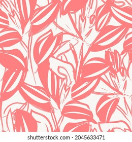 Floral brush strokes seamless pattern background for fashion prints, graphics, backgrounds and crafts