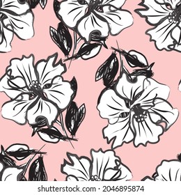 Floral brush strokes seamless pattern background for fashion prints, graphics, backgrounds and crafts