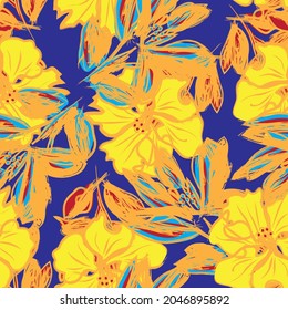 Floral brush strokes seamless pattern background for fashion prints, graphics, backgrounds and crafts