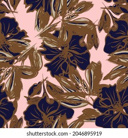 Rodamientos de pincel floral fondo de patrón sin fisuras para impresiones de moda, gráficos, fondos y artesanías