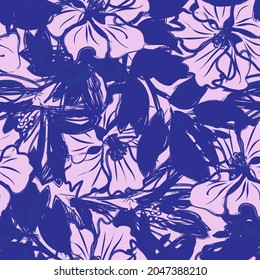 Floral brush strokes seamless pattern background for fashion prints, graphics, backgrounds and crafts