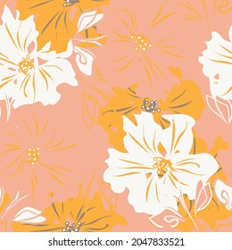 Floral brush strokes seamless pattern background for fashion prints, graphics, backgrounds and crafts