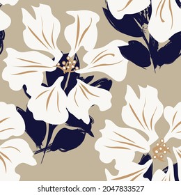 Floral brush strokes seamless pattern background for fashion prints, graphics, backgrounds and crafts
