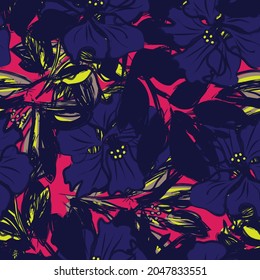 Rodamientos de pincel floral fondo de patrón sin fisuras para impresiones de moda, gráficos, fondos y artesanías