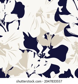 Floral brush strokes seamless pattern background for fashion prints, graphics, backgrounds and crafts