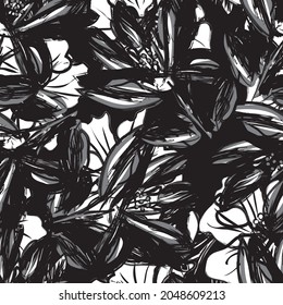 Floral brush strokes seamless pattern background for fashion prints, graphics, backgrounds and crafts