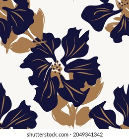 Rodamientos de pincel floral fondo de patrón sin fisuras para impresiones de moda, gráficos, fondos y artesanías
