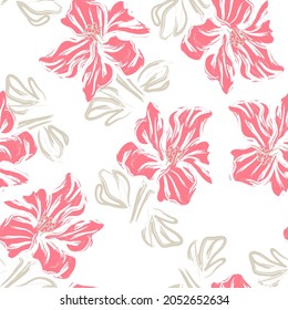 Floral brush strokes seamless pattern background for fashion prints, graphics, backgrounds and crafts