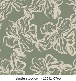 Floral brush strokes seamless pattern background for fashion prints, graphics, backgrounds and crafts